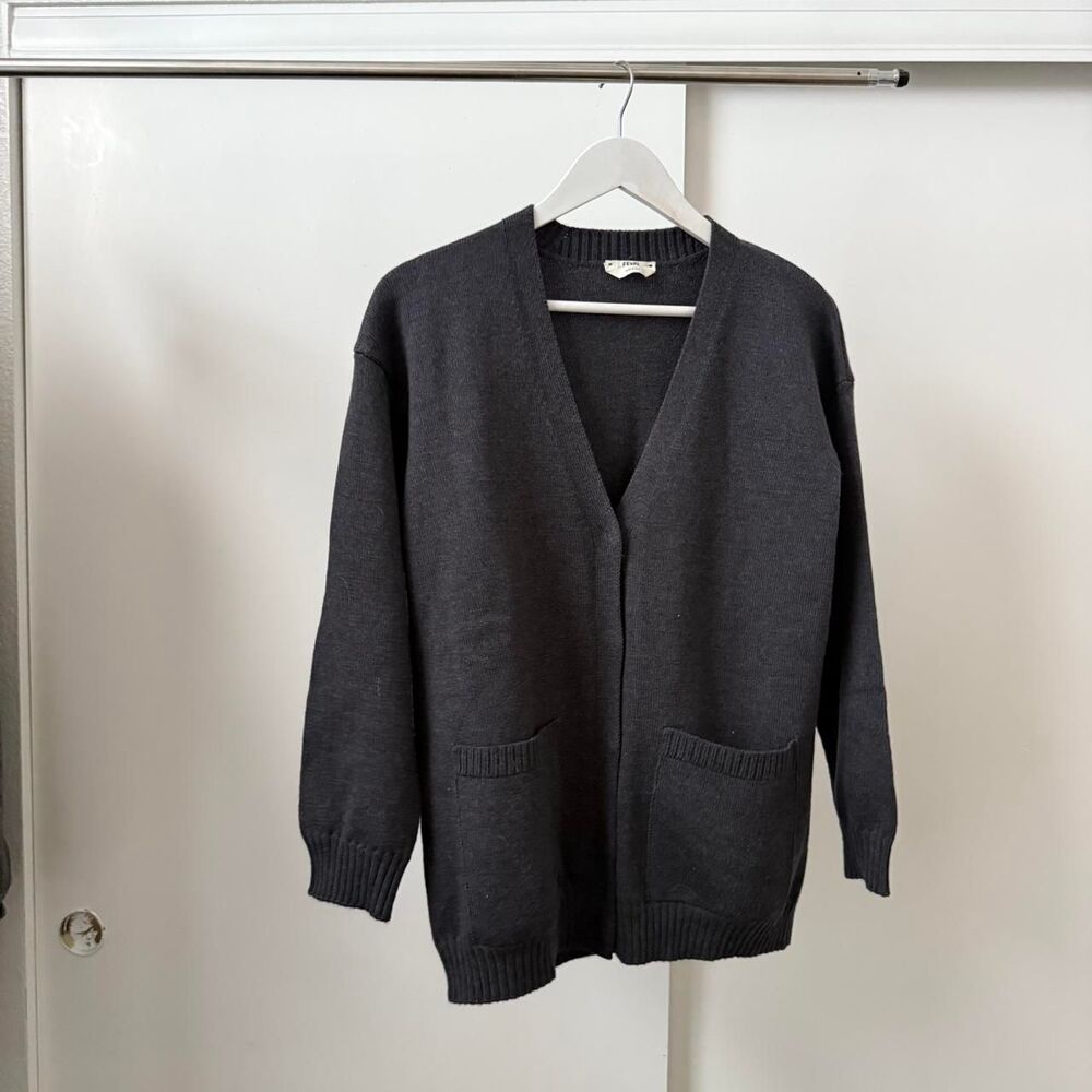 Fendi Men's Grey and Black Cardigan